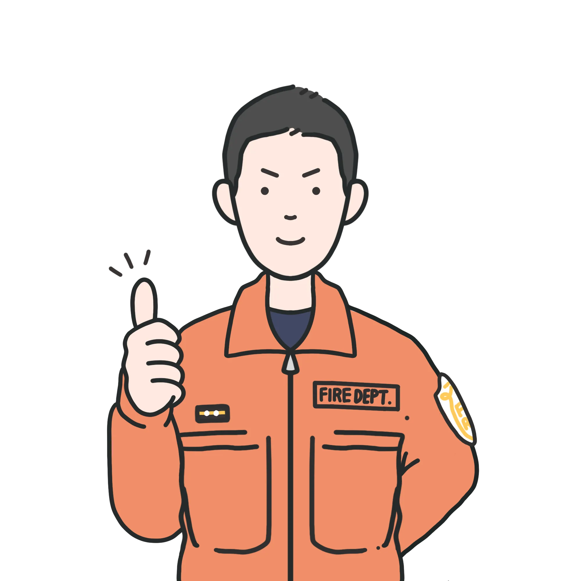 求人情報を整理して準備ができた消防士のイラスト
